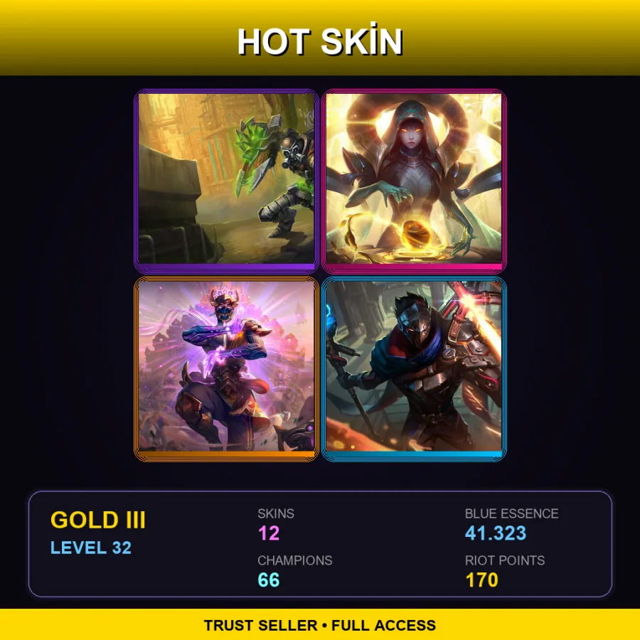 EUW | Lv32 | Gold III | 12 Skin | 66 Champ — LoL account