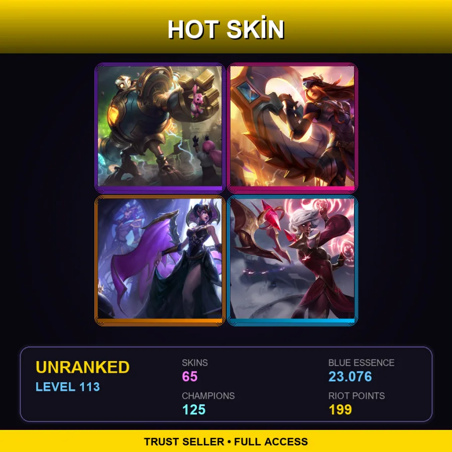 BR | Victorious Blitzcrank | Victorious Sivir | Victorious Morgana | Conqueror Karma | 65 Skin | 125 Champ | Lv113