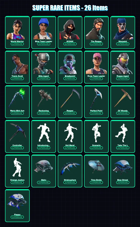 [PC/XBOX] | World Warrior | Blue Team Leader | IKONIK | The Reaper | Warpaint | 237 skin | 211 pickaxe | 195 emote | 188 glider | Lv2817