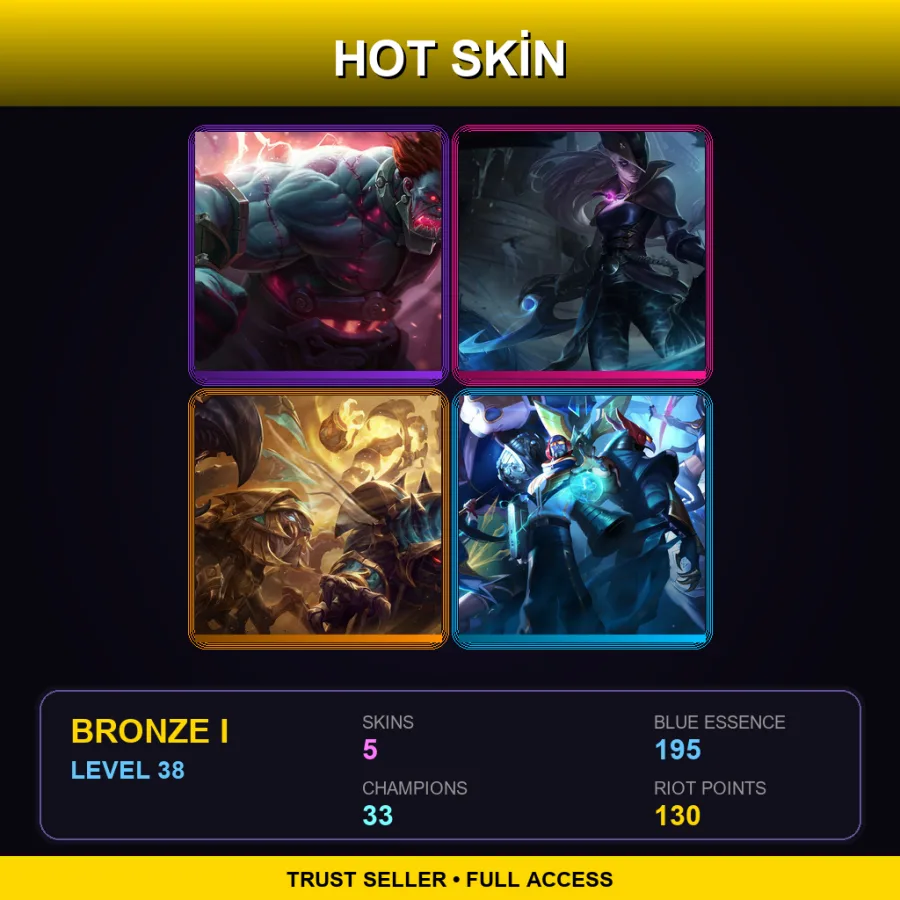 EUNE | Lv38 | Bronze I | 5 Skin | 33 Champ