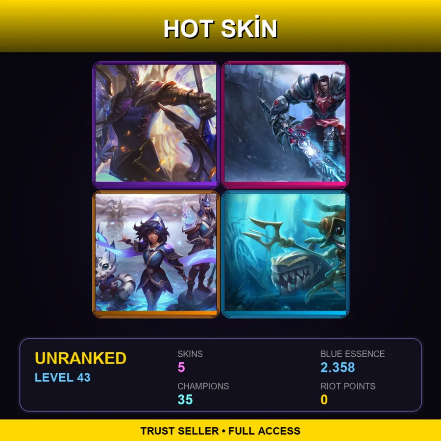 EUW | Lv43 | Unranked | 5 Skin | 35 Champ