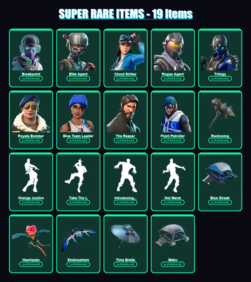 [PC/XBOX] | Breakpoint | Elite Agent | Cloud Striker | Rogue Agent | Trilogy | 126 skin | 91 pickaxe | 97 emote | 103 glider | Lv1434