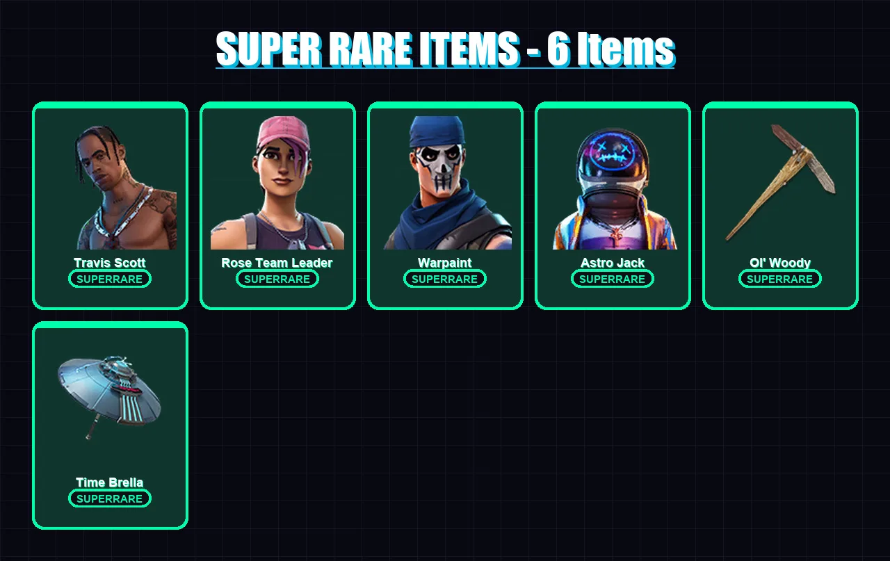 [PC/XBOX/PSN] | Travis Scott | Rose Team Leader | Warpaint | Astro Jack | The Foundation | 127 skin | 158 pickaxe | 109 emote | 138 glider | Lv2150 — Fortnite account