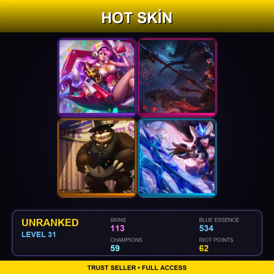 OCE | Lv31 | Unranked | 113 Skin | 59 Champ
