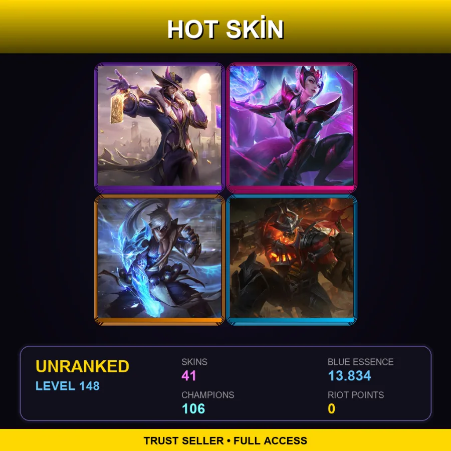 EUNE | Lv148 | Unranked | 41 Skin | 106 Champ — LoL account