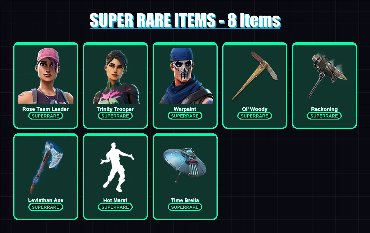 [PC/XBOX/PSN] | Rose Team Leader | Trinity Trooper | Warpaint | Dire | Fusion | 159 skin | 189 pickaxe | 178 emote | 167 glider | Lv2730