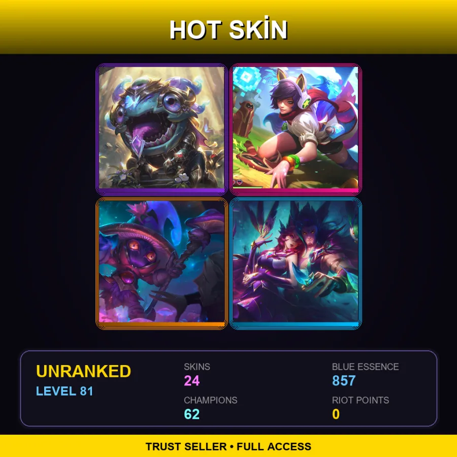 LAS | Lv81 | Unranked | 24 Skin | 62 Champ