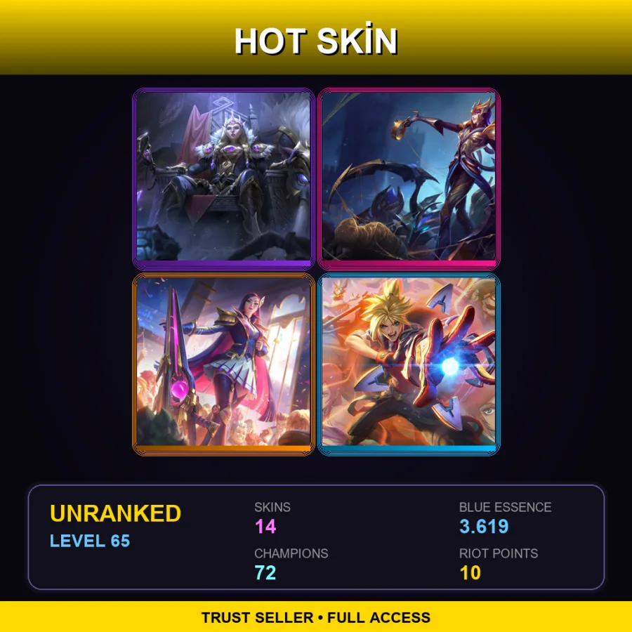TR | Lv65 | Unranked | 14 Skin | 72 Champ