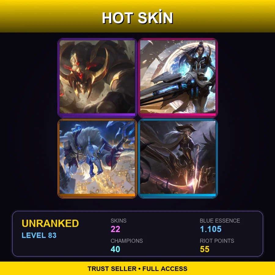 EUNE | Conqueror Alistar | Pulsefire Caitlyn | Ice King Twitch | High Noon Ashe | 22 Skin | 40 Champ | Lv83