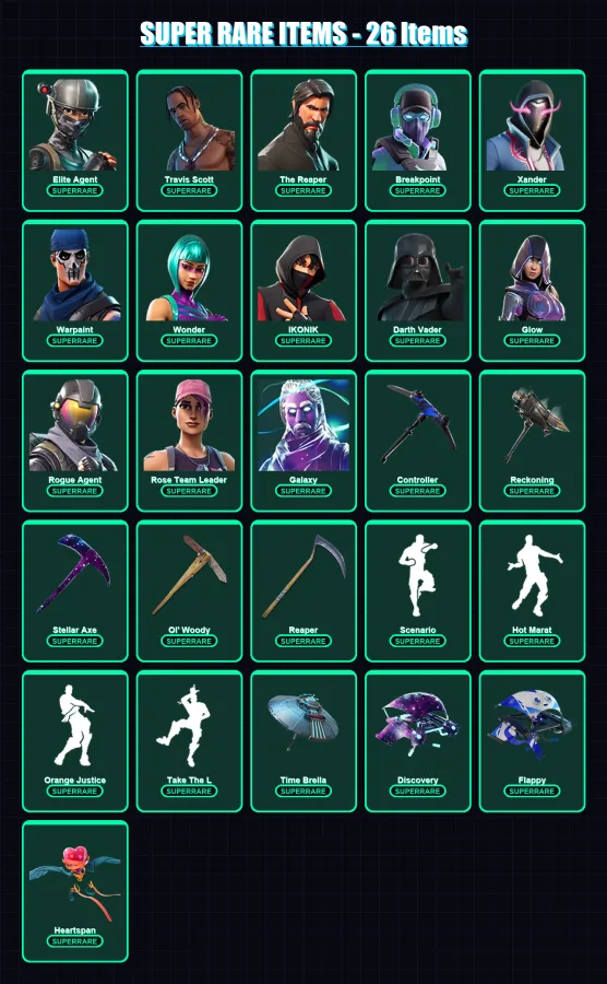 [PS4/PS5/XBOX/PC] | Elite Agent | Travis Scott | The Reaper | Breakpoint | Xander | 310 skin | 273 pickaxe | 260 emote | 225 glider | Lv3574