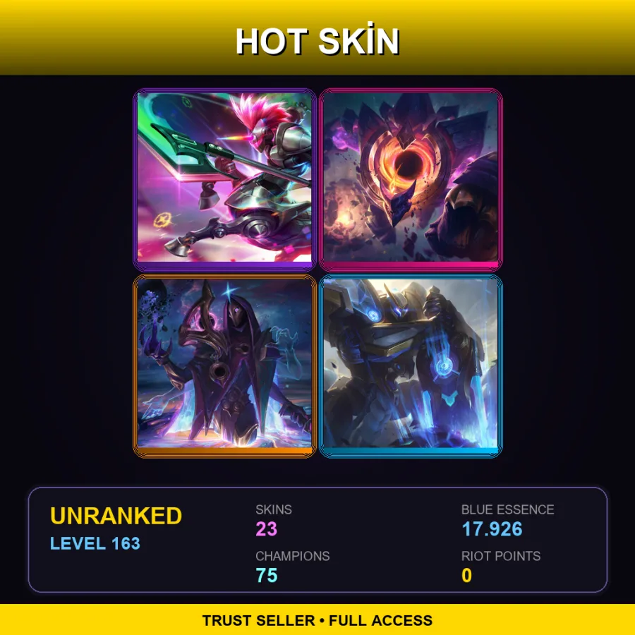LAN | Arcade Hecarim | Dark Star Malphite | Dark Cosmic Jhin | Mecha Kingdoms Garen | 23 Skin | 75 Champ | Lv163