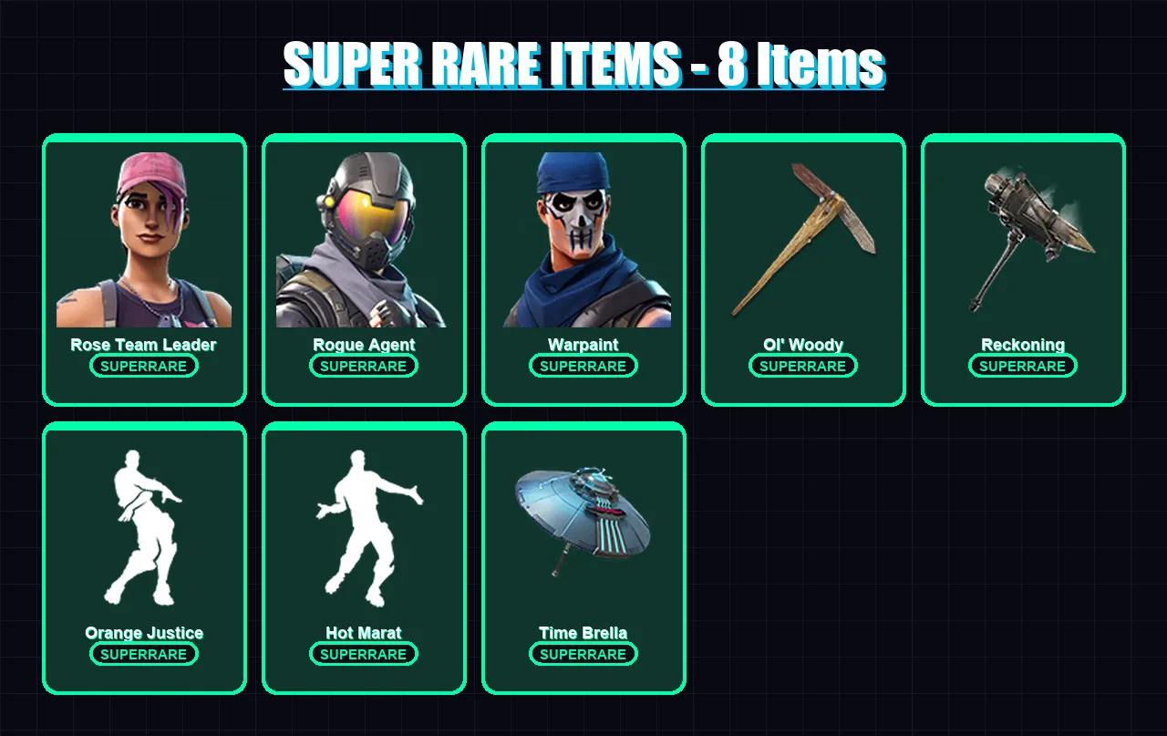 [PS4/PS5/XBOX/PC] | Rose Team Leader | Rogue Agent | Warpaint | Ragnarok | Blackheart | 50 skin | 44 pickaxe | 58 emote | 46 glider | Lv666