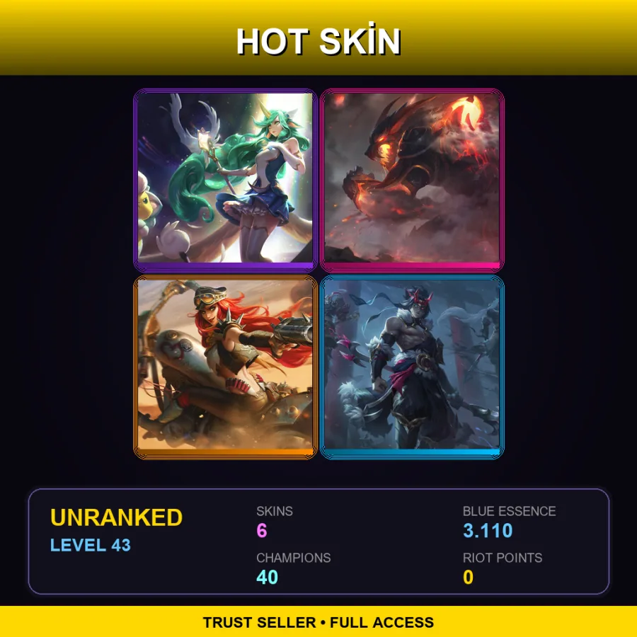 EUNE | Lv43 | Unranked | 6 Skin | 40 Champ