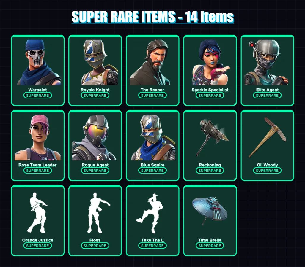 [PS4/PS5/PC] | Warpaint | Royale Knight | The Reaper | Sparkle Specialist | Elite Agent | 119 skin | 143 pickaxe | 126 emote | 126 glider | Lv2350