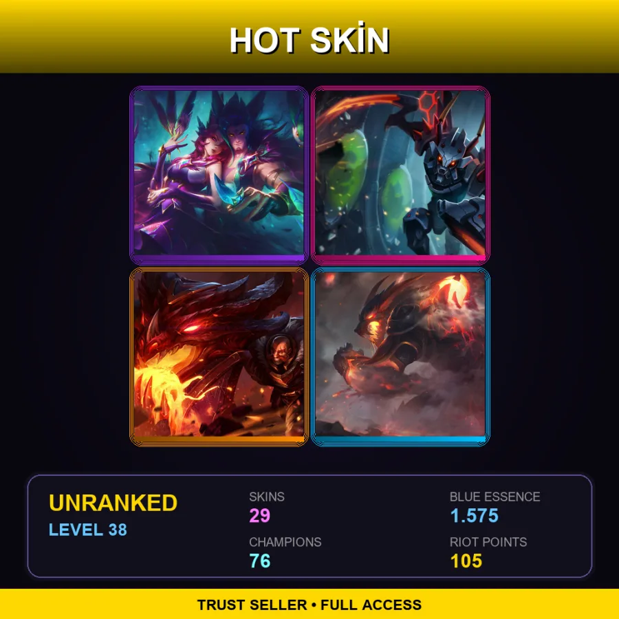 NA | Lv38 | Unranked | 29 Skin | 76 Champ