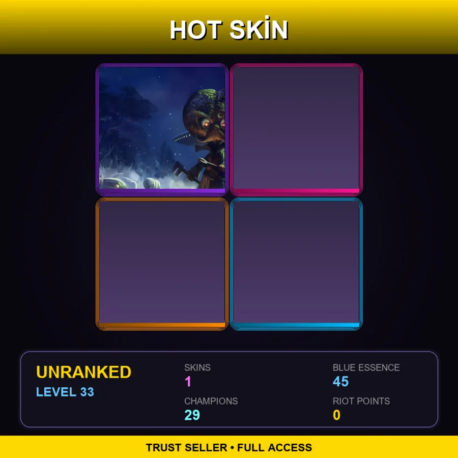 EUW | Lv33 | Unranked | 1 Skin | 29 Champ — LoL account