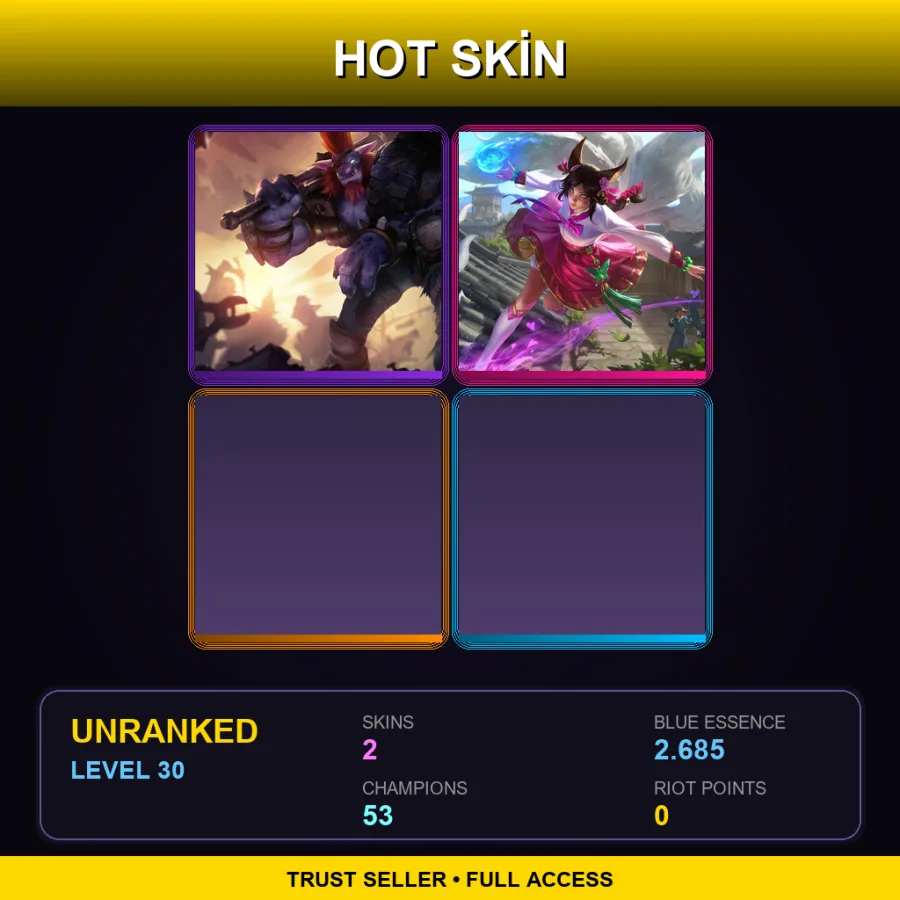 VN | Lv30 | Unranked | 2 Skin | 53 Champ — LoL account