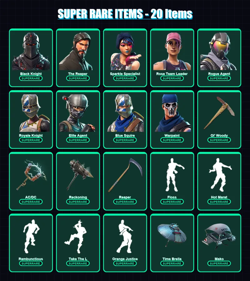 [PC/XBOX/PSN] | Black Knight | OG Skull Trooper | Omega | The Reaper | Sparkle Specialist | 140 skin | 93 pickaxe | 111 emote | 94 glider | Lv1173