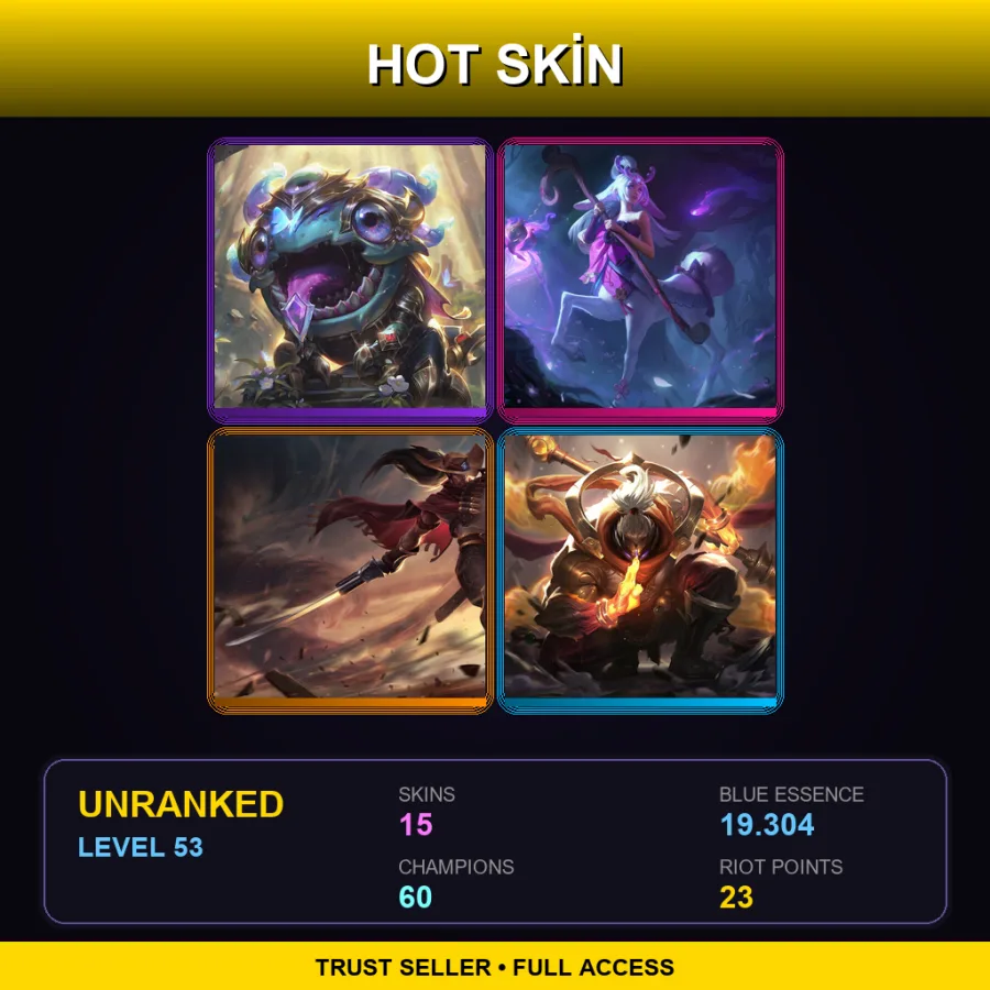 TR | Lv53 | Unranked | 15 Skin | 60 Champ