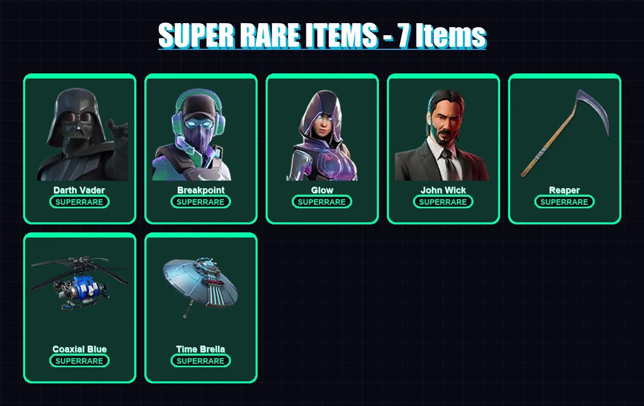 [PC/XBOX] | Darth Vader | Breakpoint | Glow | John Wick | Ruin | 182 skin | 248 pickaxe | 184 emote | 190 glider | Lv3734