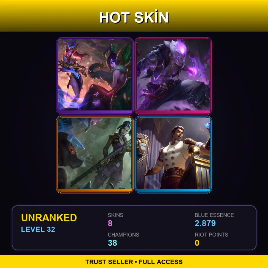 EUW | Lv32 | Unranked | 8 Skin | 38 Champ