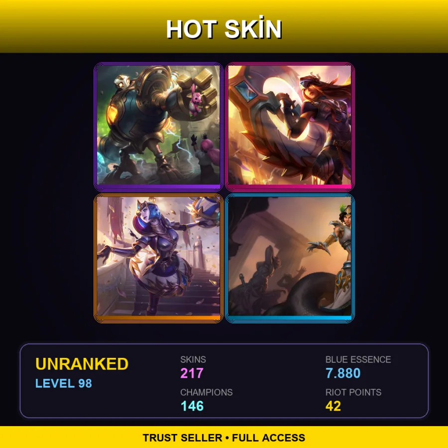 SG | Lv98 | Unranked | 217 Skin | 146 Champ