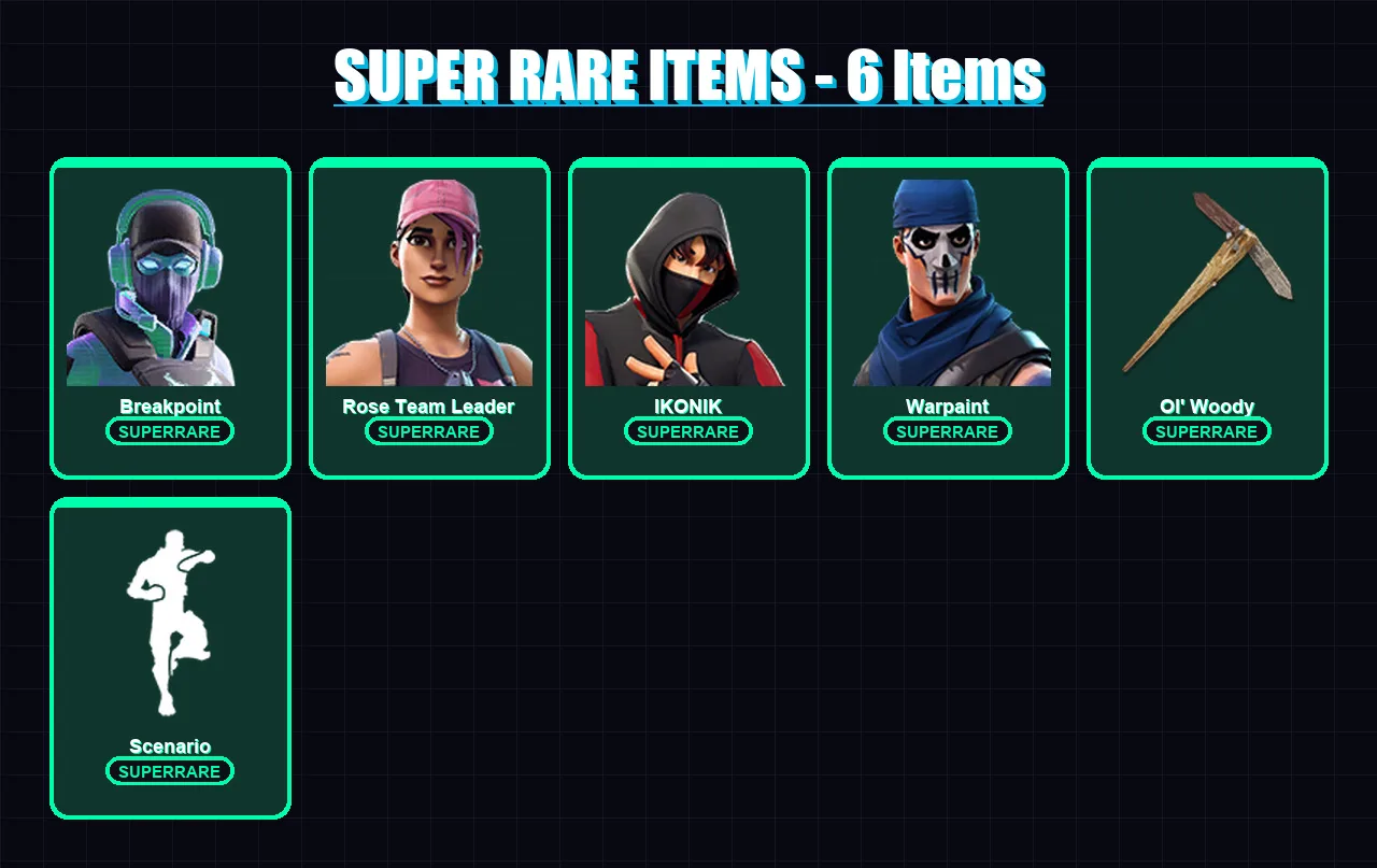 [PC/PSN] | Breakpoint | Rose Team Leader | IKONIK | Warpaint | Deadfire | 59 skin | 59 pickaxe | 70 emote | 55 glider | Lv729