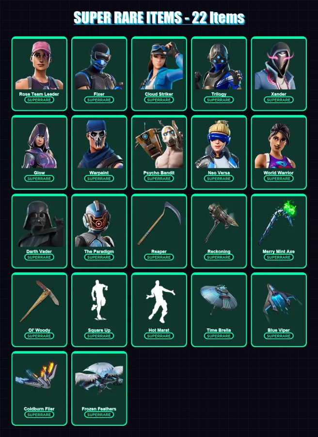 [PS4/PS5/XBOX/PC] | Rose Team Leader | Fixer | Cloud Striker | Trilogy | Xander | 366 skin | 375 pickaxe | 277 emote | 264 glider | Lv3731