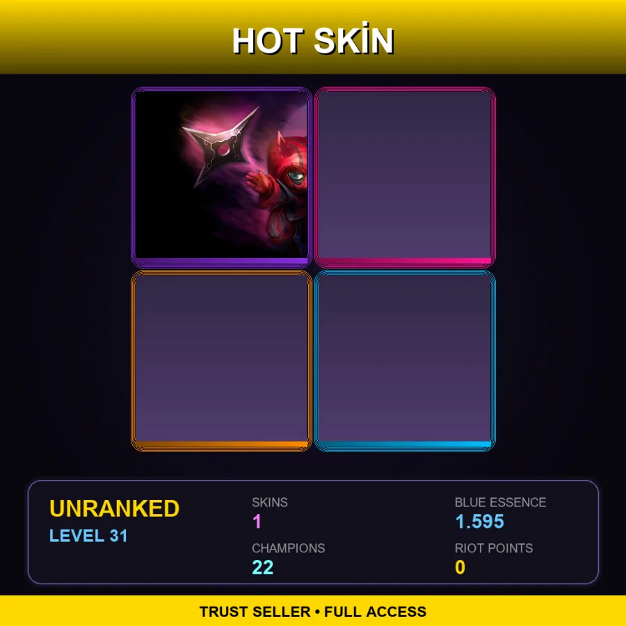 EUW | Lv31 | Unranked | 1 Skin | 22 Champ