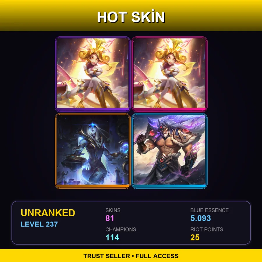 RU | Lv237 | Unranked | 81 Skin | 114 Champ — LoL account