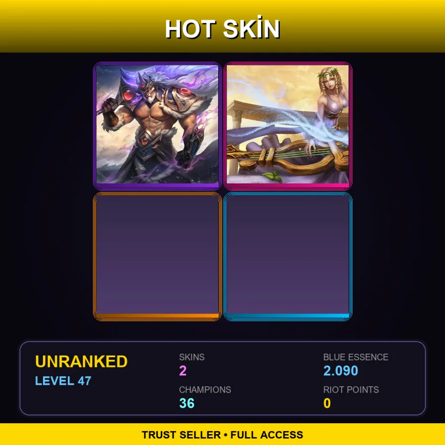 VN | Lv47 | Unranked | 2 Skin | 36 Champ — LoL account