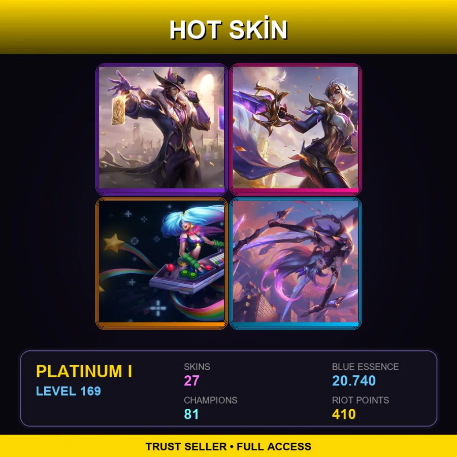 LAN | Lv169 | Platinum I | 27 Skin | 81 Champ