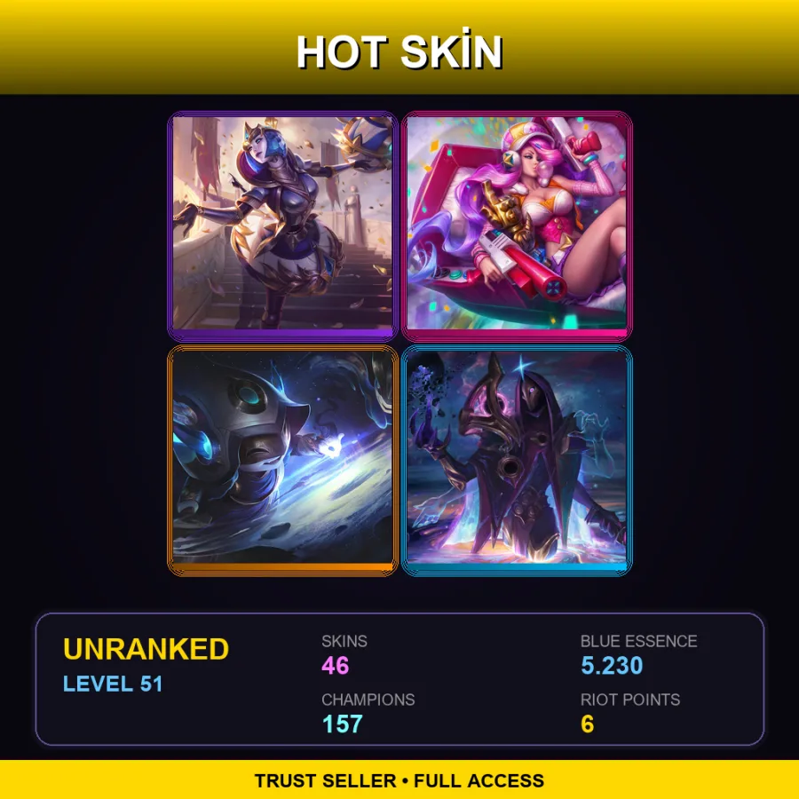 SG | Lv51 | Unranked | 46 Skin | 157 Champ — LoL account