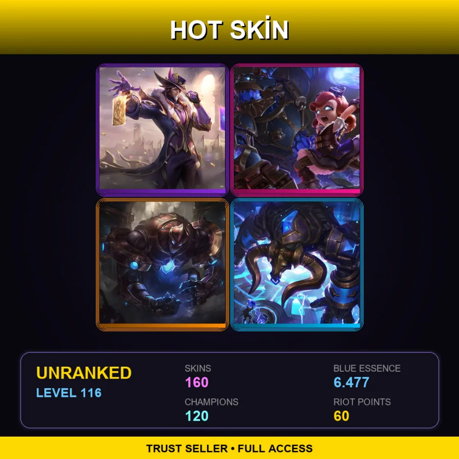 EUNE | Lv116 | Unranked | 160 Skin | 120 Champ — Hextech Alistar