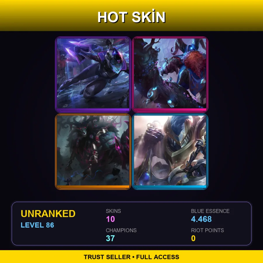 EUW | Lv86 | Unranked | 10 Skin | 37 Champ