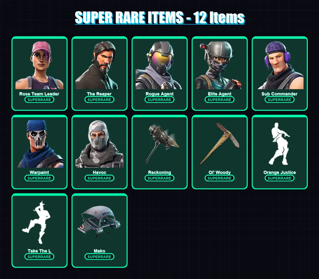 [PC/XBOX/PSN] | Rose Team Leader | The Reaper | Rogue Agent | Elite Agent | Sub Commander | 75 skin | 65 pickaxe | 68 emote | 67 glider | Lv1023