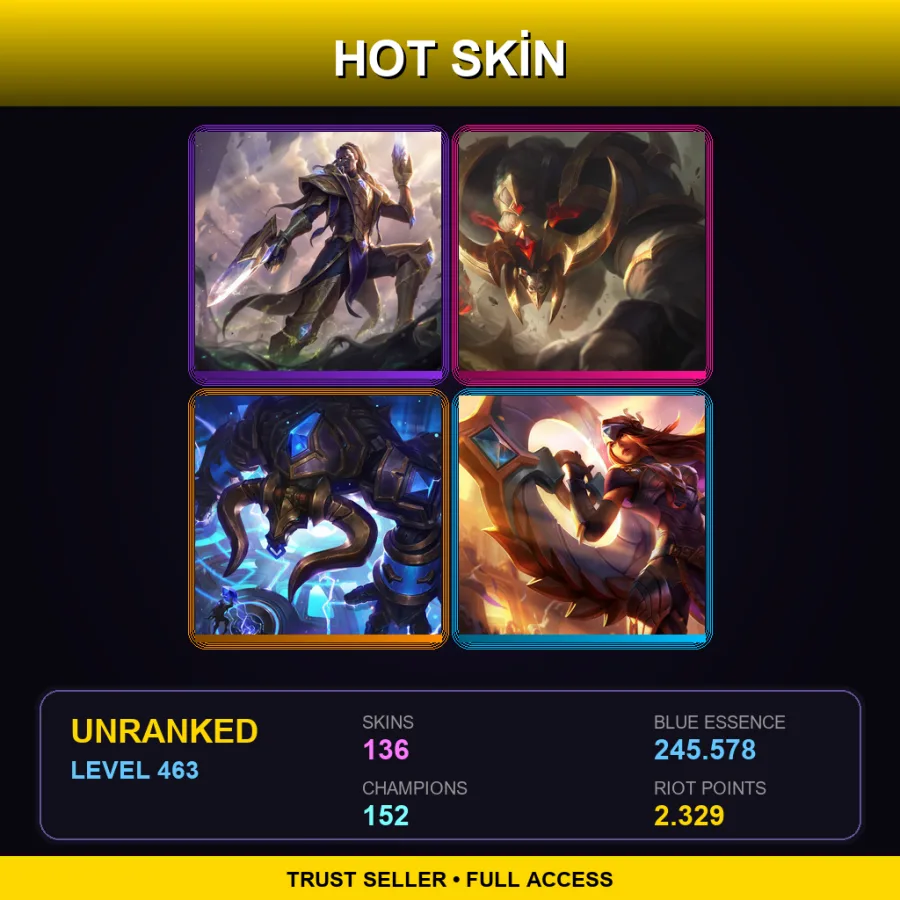 EUNE | Lv463 | Unranked | 136 Skin | 152 Champ — Soul Reaver Draven