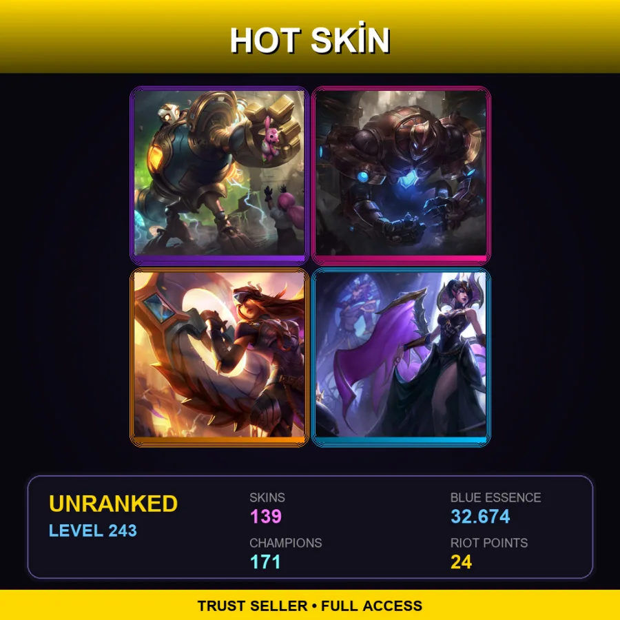 VN | Lv243 | Unranked | 139 Skin | 171 Champ — Arcane Enemy Jinx