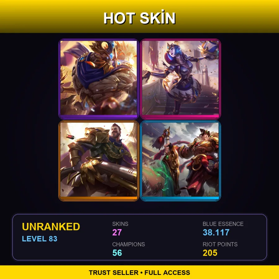 EUW | Lv83 | Unranked | 27 Skin | 56 Champ