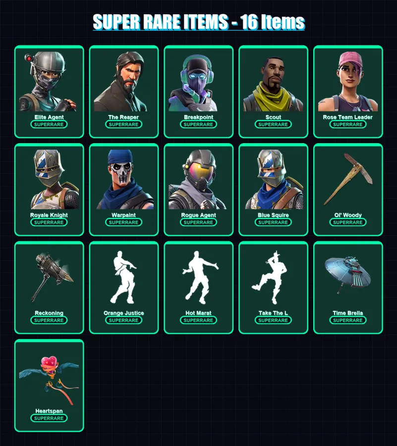 [PC] | Elite Agent | The Reaper | Breakpoint | Scout | Rose Team Leader | 145 skin | 137 pickaxe | 99 emote | 131 glider | Lv1819