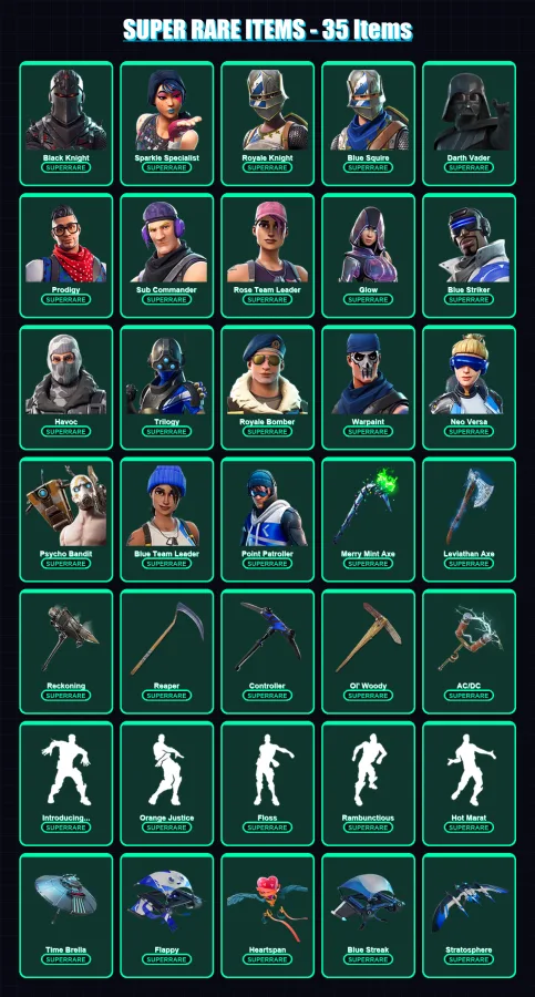 [PC/XBOX] | Black Knight | Sparkle Specialist | Royale Knight | Blue Squire | Darth Vader | 189 skin | 189 pickaxe | 143 emote | 164 glider | Lv1973