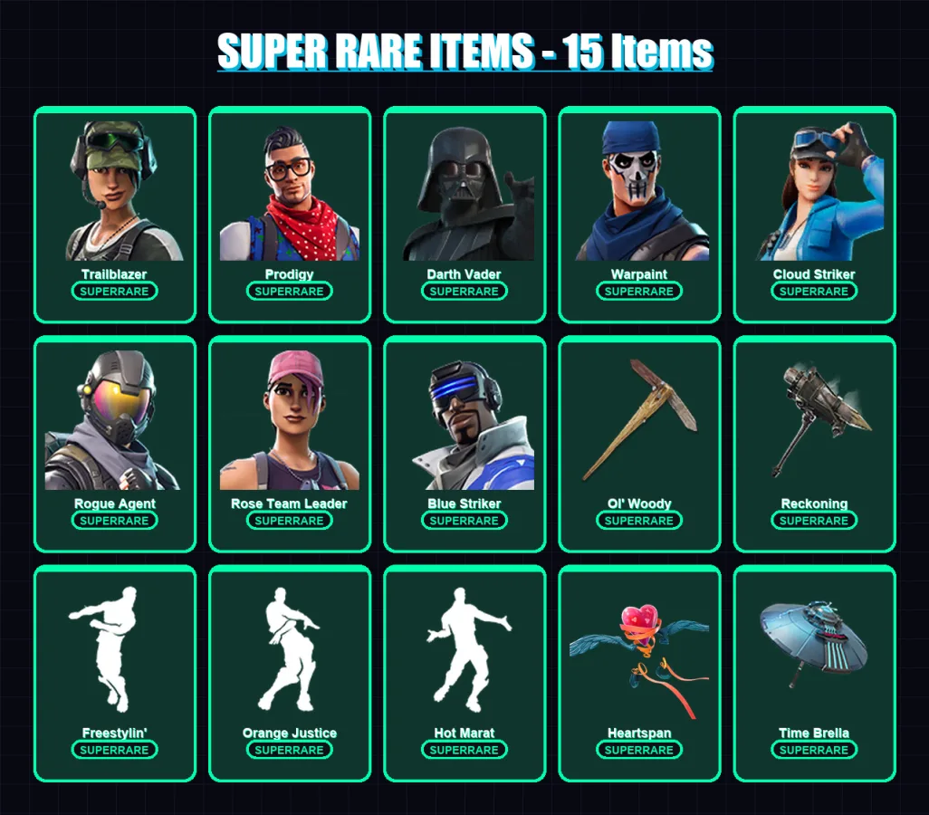 [PC/XBOX] | Trailblazer | Prodigy | Darth Vader | Warpaint | Cloud Striker | 129 skin | 109 pickaxe | 109 emote | 112 glider | Lv1382 — Fortnite account