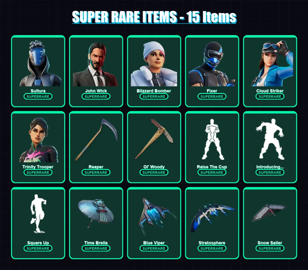 [PC/XBOX] | Sultura | John Wick | Blizzard Bomber | Fixer | Cloud Striker | 157 skin | 144 pickaxe | 99 emote | 110 glider | Lv1449