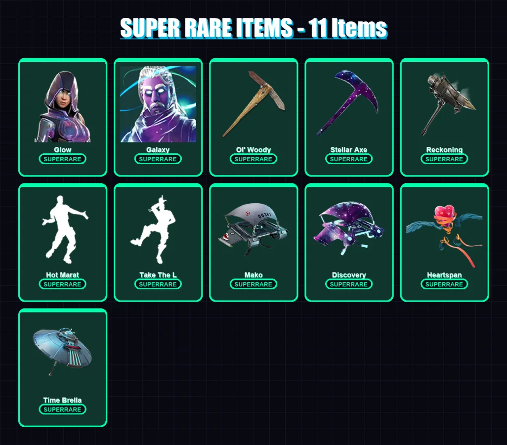 [PC/XBOX/PSN] | Glow | Galaxy | Blackheart | Ragnarok | Nezumi | 148 skin | 179 pickaxe | 153 emote | 144 glider | Lv2159