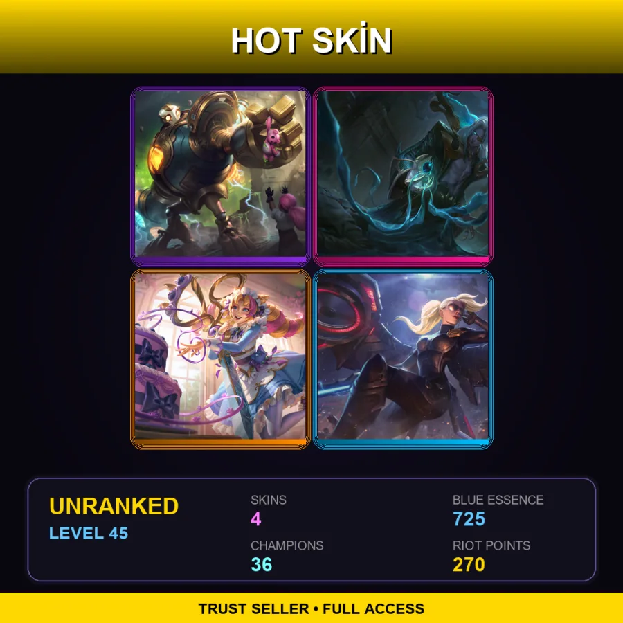 NA | Lv45 | Unranked | 4 Skin | 36 Champ