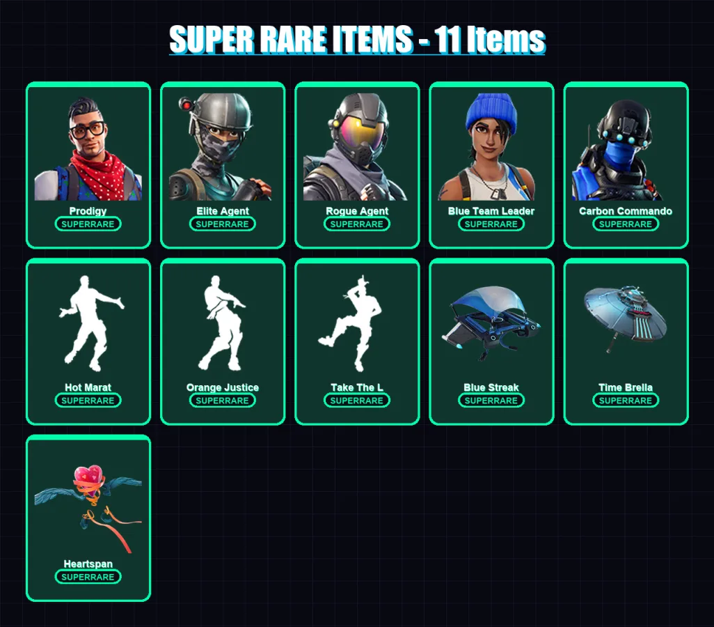 [PS4/PS5/PC] | Prodigy | Elite Agent | Rogue Agent | Blue Team Leader | Carbon Commando | 46 skin | 64 pickaxe | 63 emote | 66 glider | Lv1099