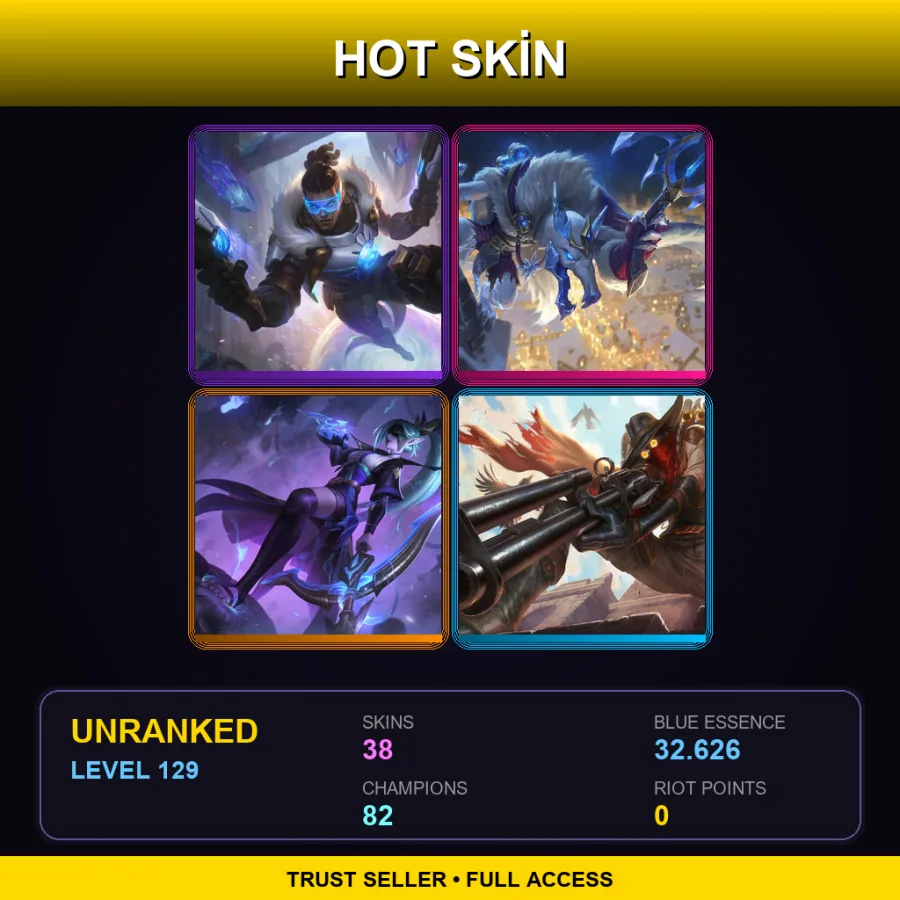 LAN | Lv129 | Unranked | 38 Skin | 82 Champ — Draven Draven