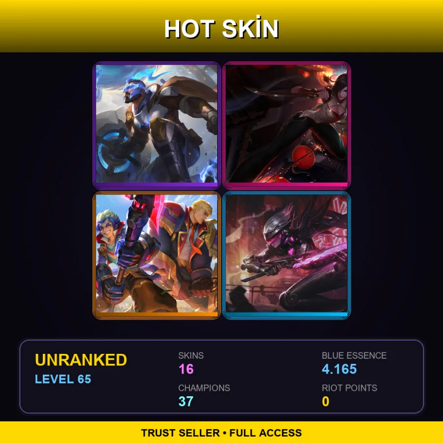 SG | Lv65 | Unranked | 16 Skin | 37 Champ
