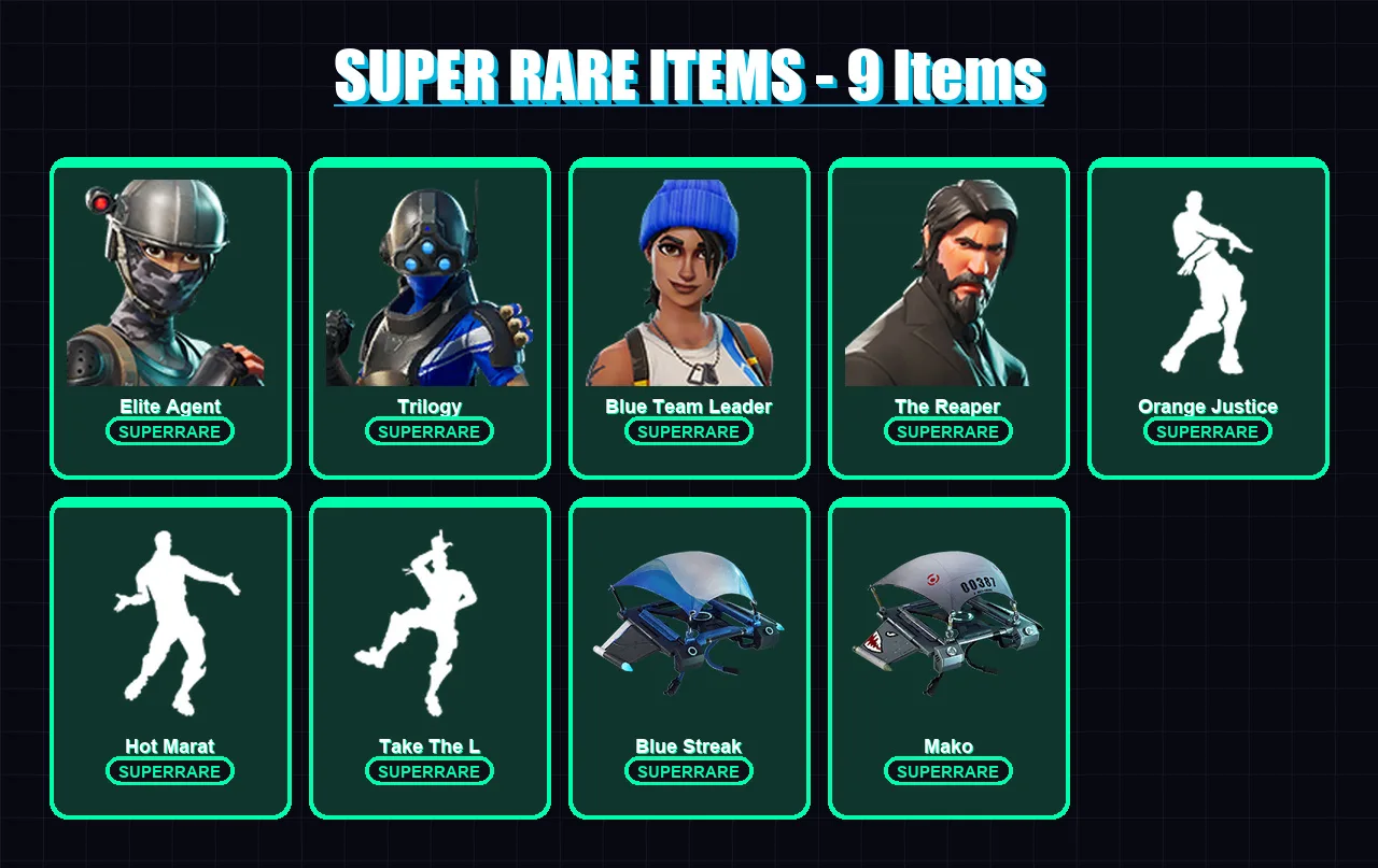 [PC/XBOX/PSN] | Elite Agent | Trilogy | Blue Team Leader | The Reaper | Dark Voyager | 30 skin | 26 pickaxe | 37 emote | 39 glider | Lv564