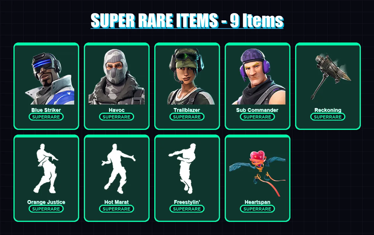 [PC/XBOX] | Blue Striker | Havoc | Trailblazer | Sub Commander | Lynx | 85 skin | 70 pickaxe | 75 emote | 82 glider | Lv995